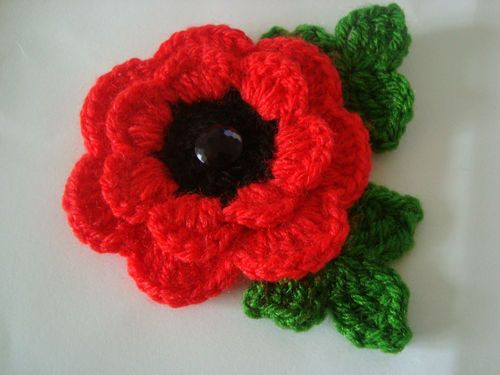 Brooches Pattern
 lovely crochet red poppy flower brooch