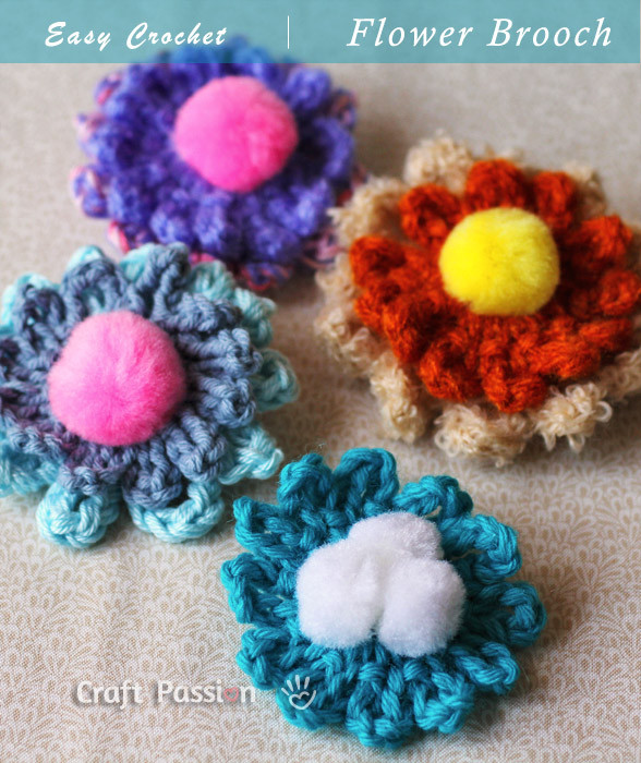 Brooches Pattern
 Flower Brooch Free Crochet Pattern