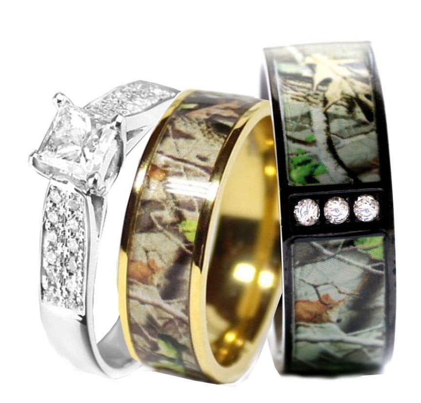 Camo Wedding Ring Sets For Him And Her
 Camo Wedding Ring Set for Him and Her Titanium Stainless