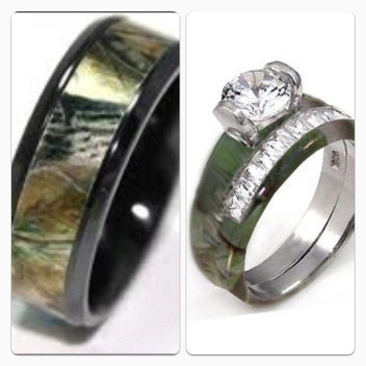 Camo Wedding Ring Sets For Him And Her
 17 Best images about camo wedding on Pinterest