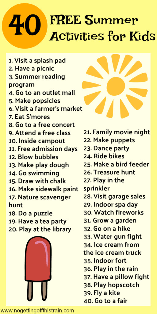 Cheap Summer Activities For Kids
 40 Free And Cheap Kids Summer Activities No Getting