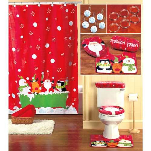 Christmas Bathroom Decor Set
 Christmas Shower Curtain Set Decor IdeasDecor Ideas