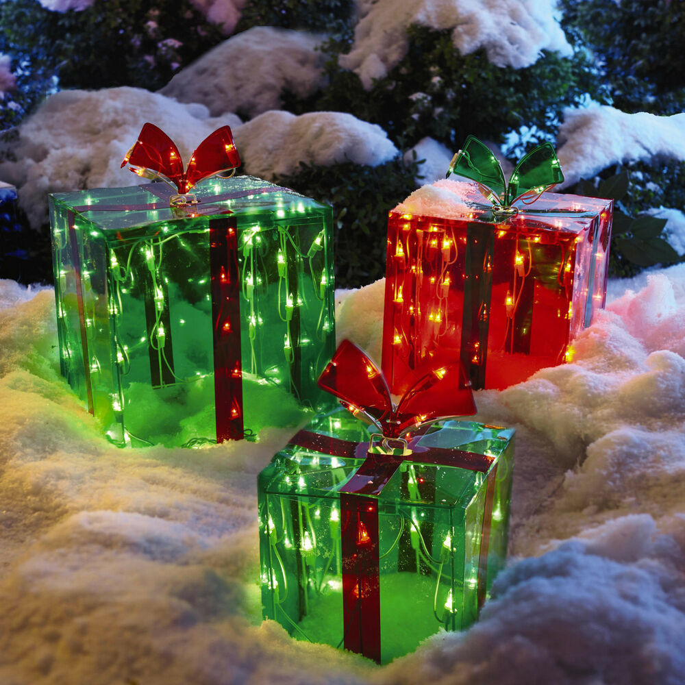 Christmas Outdoor Decor
 3 Lighted Gift Boxes Christmas Decoration Yard Decor 150