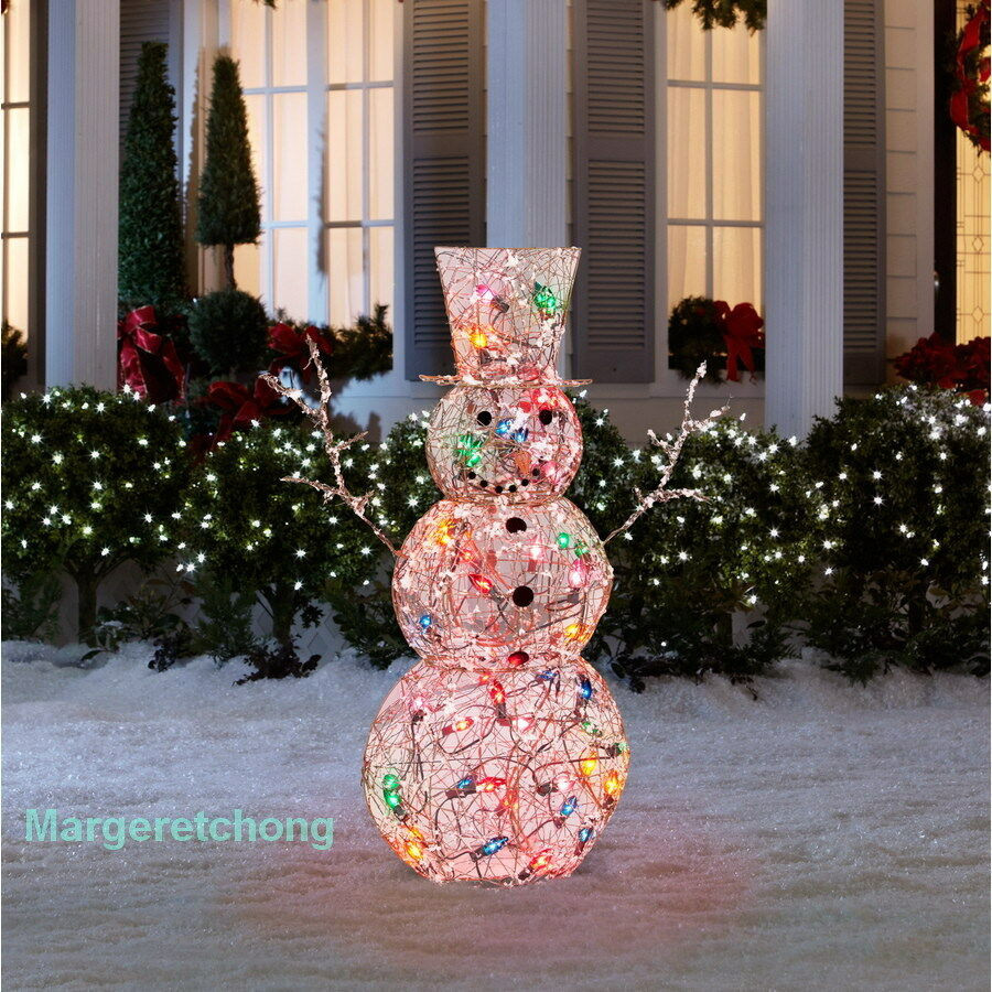 Christmas Outdoor Decor
 Gemmy 4 Ft Multicolor Lighted Frosted Vine Snowman Outdoor