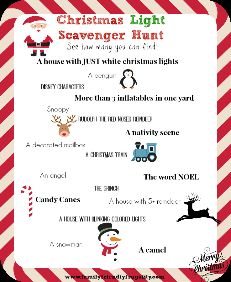 Christmas Scavenger Hunt Ideas
 Christmas Light Scavenger Hunt Free Printable
