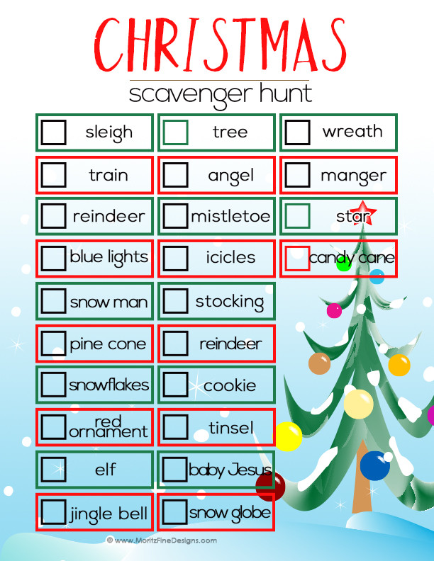 Christmas Scavenger Hunt Ideas
 Christmas Scavenger Hunt for Kids