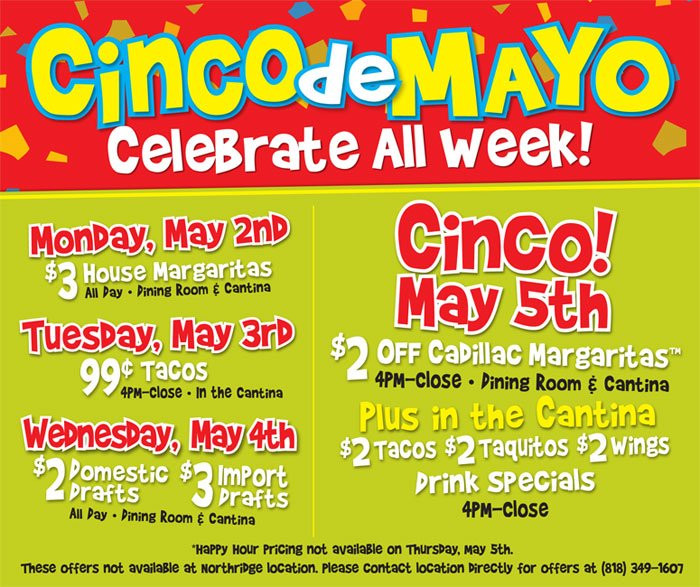 Cinco De Mayo Deals Food
 Cinco De Mayo Food & Drink Specials All Week El Torito