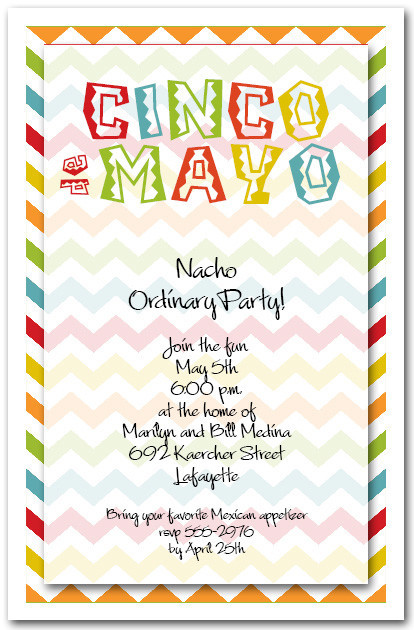 Cinco De Mayo Party Invitations
 Cinco de Mayo Chevron Party Invitations