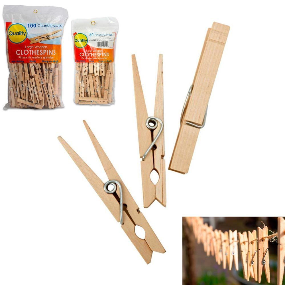 Clothes Pins
 130 Wooden 3 1 4" Inch Clothespins Laundry Spring