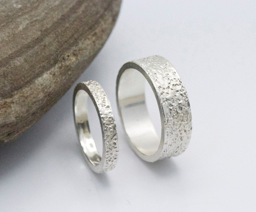Cool Wedding Rings
 Wedding ring set 14k White Gold Textured Wedding Ring Unique
