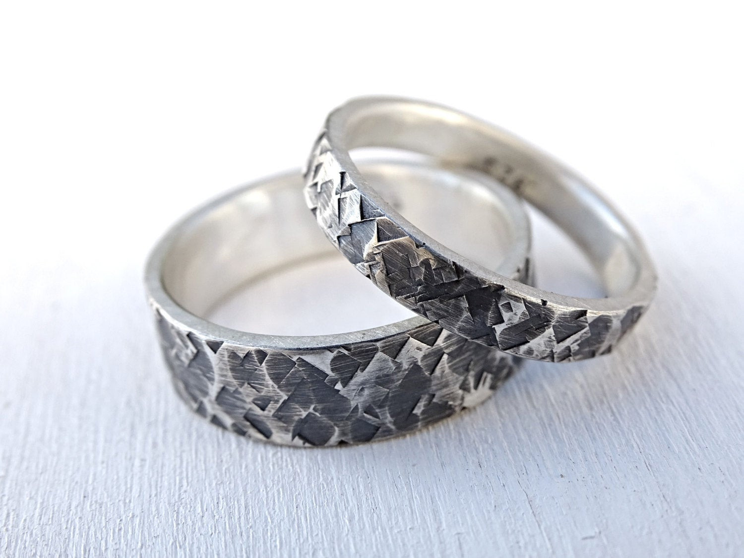 Cool Wedding Rings
 silver wedding rings unique wedding ring set square pattern