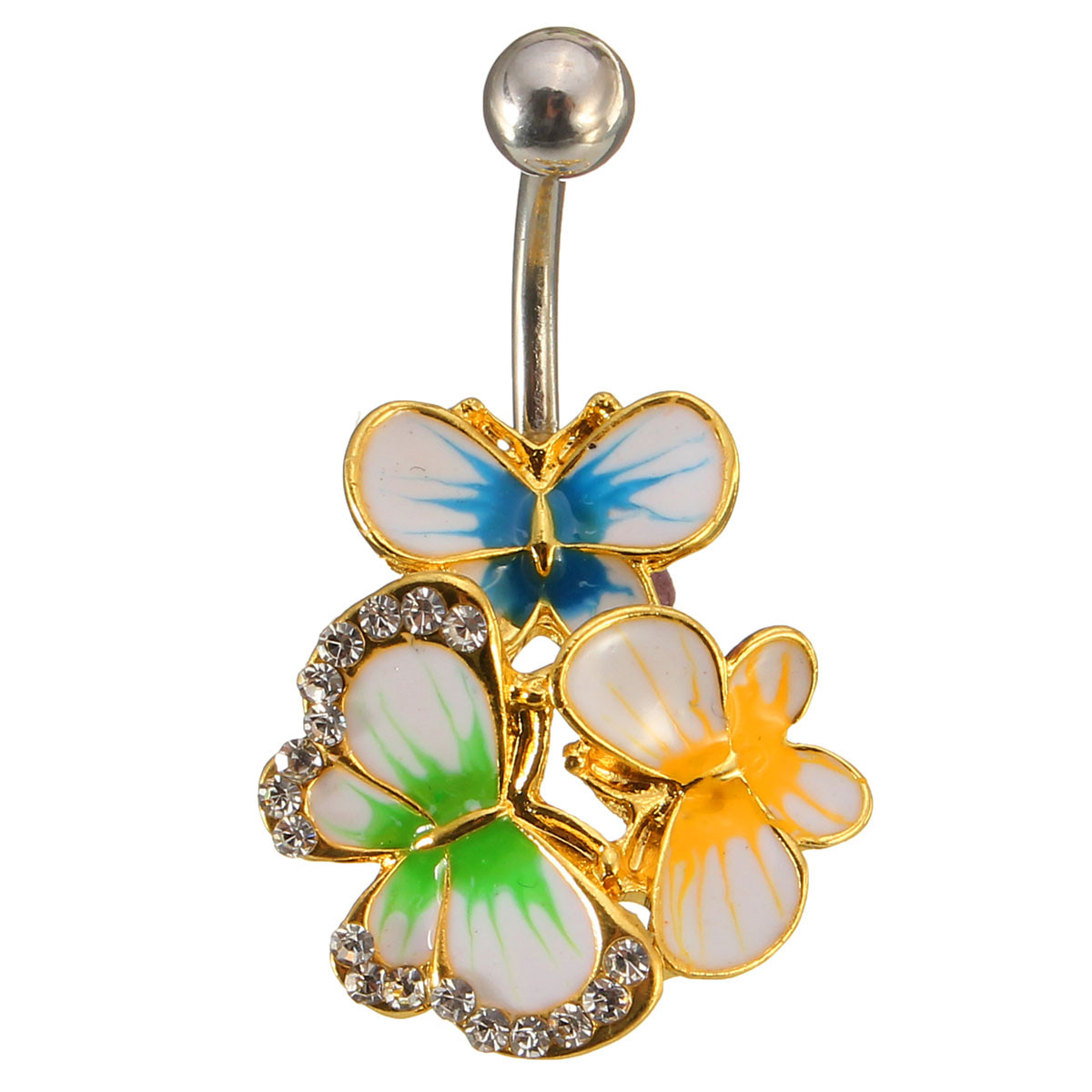 Crystal Body Jewelry
 Crystal Colorful Belly Navel Bar Ring Butterfly Body