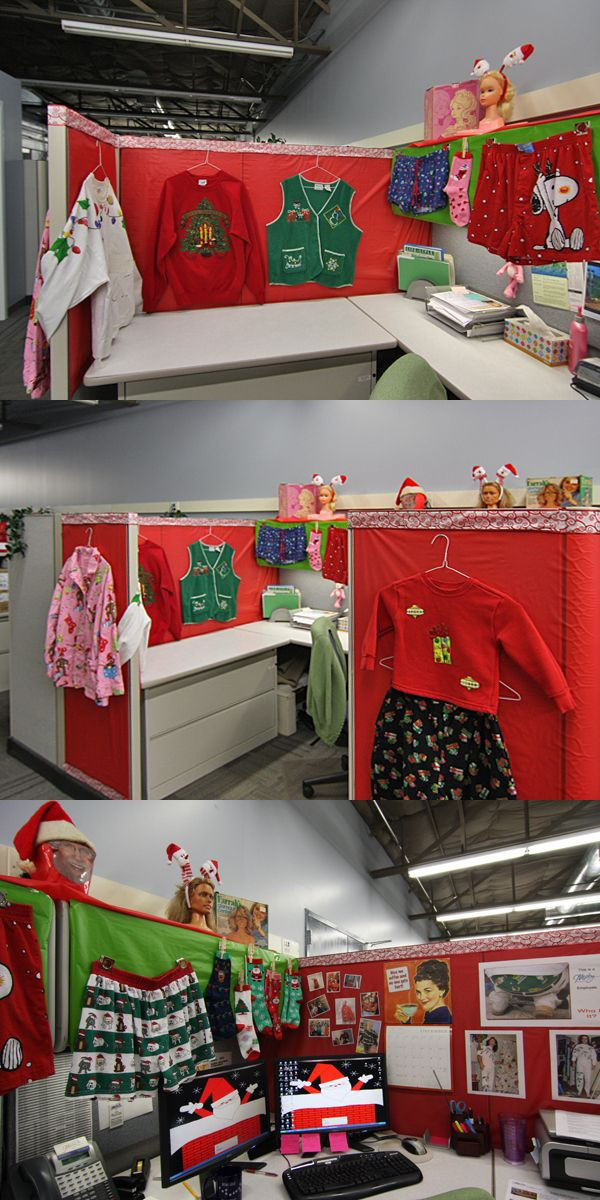 Cubicle Christmas Decorations Ideas
 Decorated Cubicles for Christmas with cute little clothes