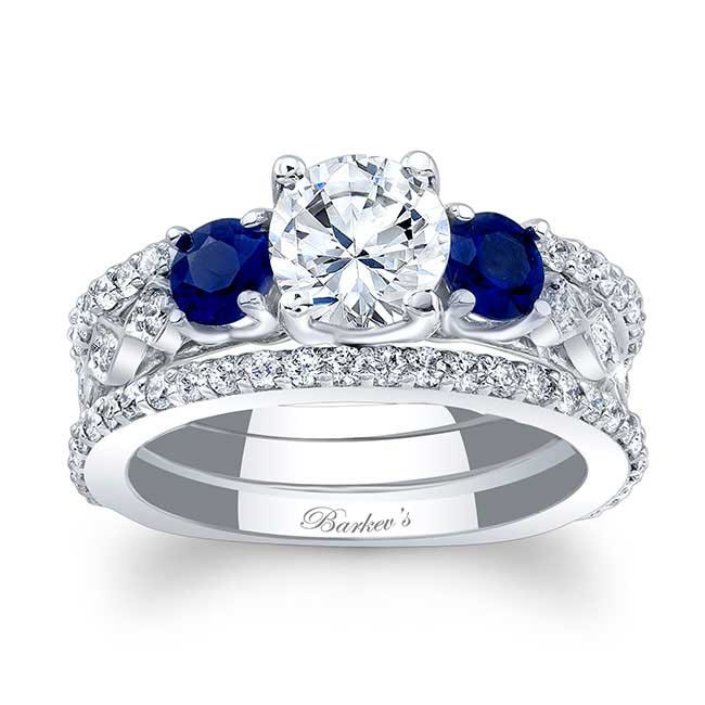 Diamond And Sapphire Wedding Ring Sets
 Barkev s Blue Sapphire Bridal Set 7973SBS