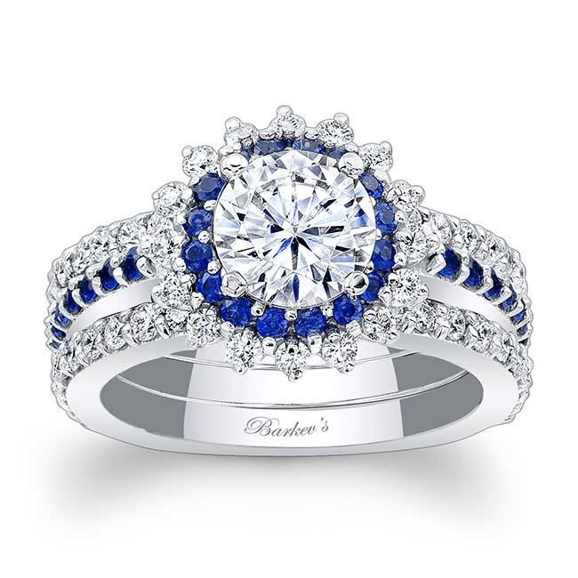 Diamond And Sapphire Wedding Ring Sets
 Barkev s Blue Sapphire Halo Bridal Set 7969S2BS