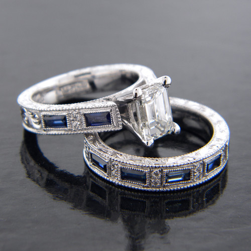 Diamond And Sapphire Wedding Ring Sets
 Ring of the day 3 05ct Diamond and Sapphire Bridal Ring