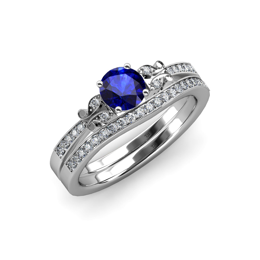 Diamond And Sapphire Wedding Ring Sets
 Blue Sapphire and Diamond Butterfly Engagement Ring