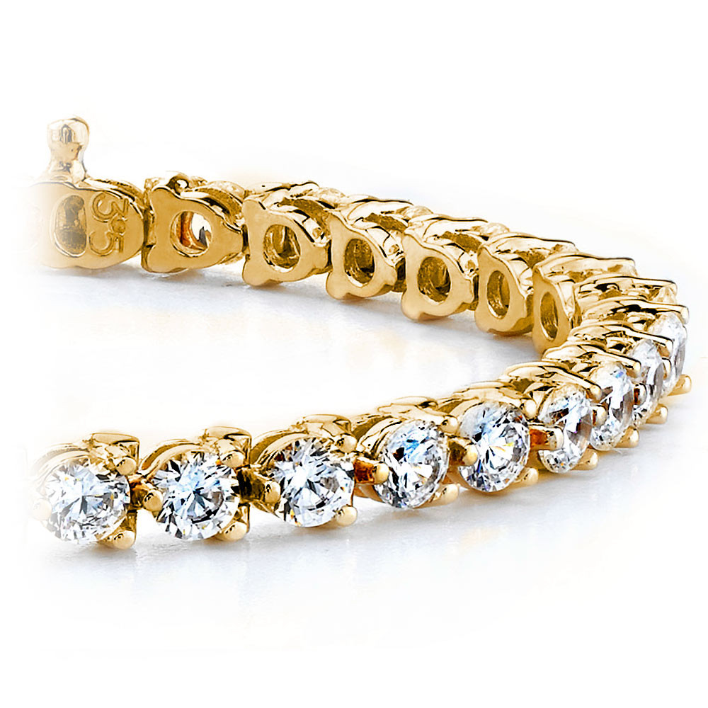 Diamond Anklet Bracelets
 Three Prong Diamond Tennis Bracelet in Yellow Gold 4 ctw