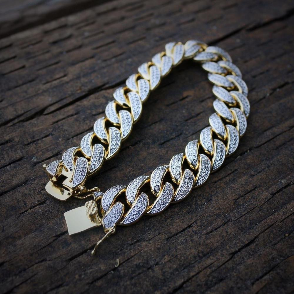 Diamond Anklet Bracelets
 Iced Out Lab Diamond 18k Gold Cuban Link Bracelet