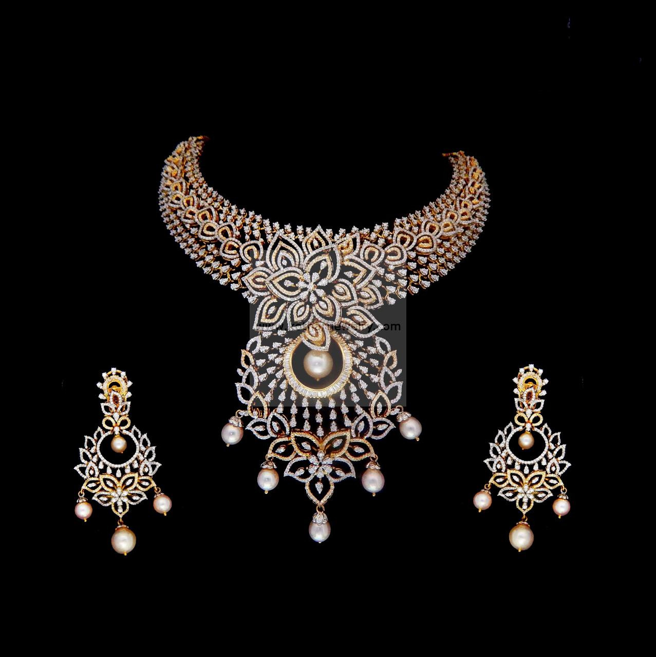 Diamond Choker Necklace Indian
 Diamond Necklace 7 stone pressure setting diamond set