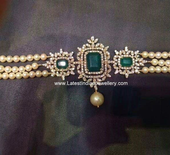 Diamond Choker Necklace Indian
 Pearls Diamond Choker Bajubandh