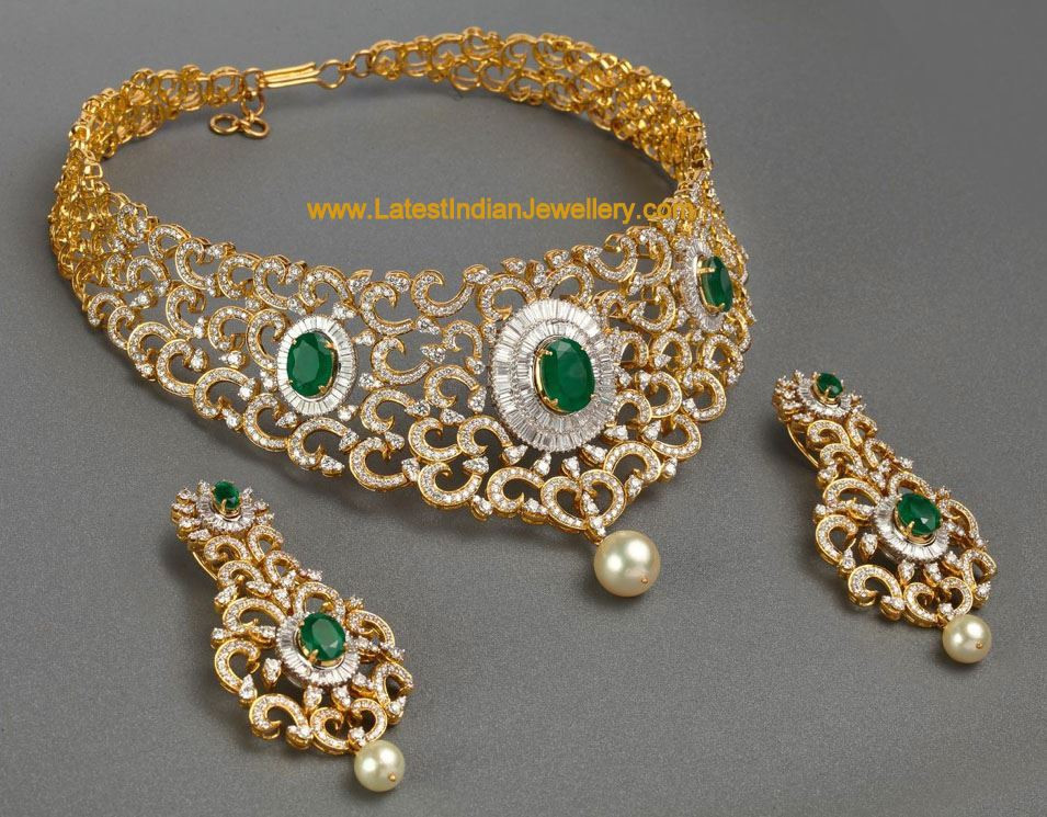 Diamond Choker Necklace Indian
 Bridal Diamond Choker Necklace sets Latest Indian