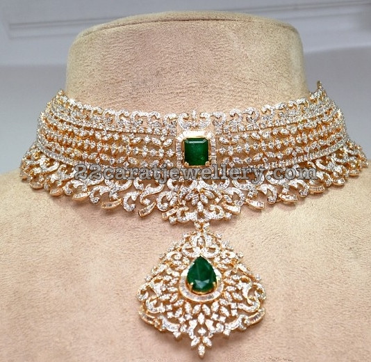 Diamond Choker Necklace Indian
 Indian Diamond Choker Jewellery Designs