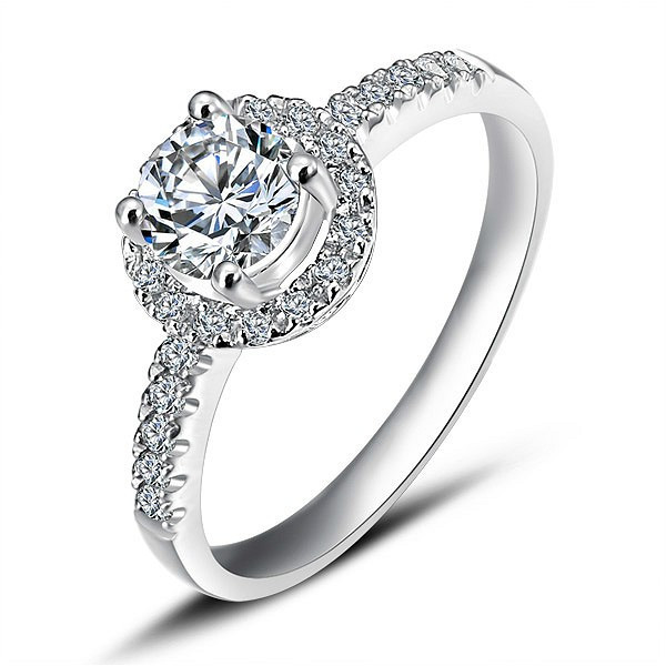 Diamond Rings Cheap
 Luxurious Halo Cheap Engagement Ring 0 50 Carat Round Cut