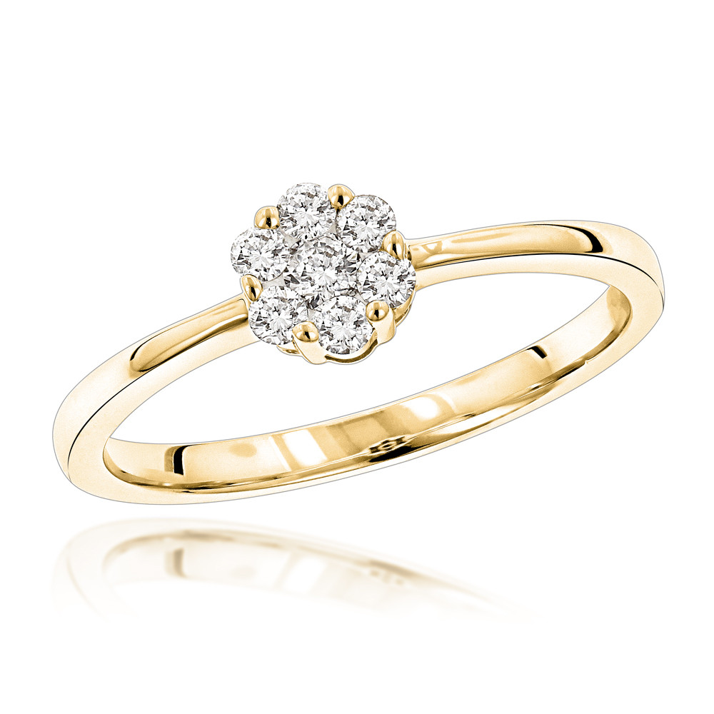 Diamond Rings Cheap
 Cheap Engagement Rings 14K Gold Cluster Diamond Promise
