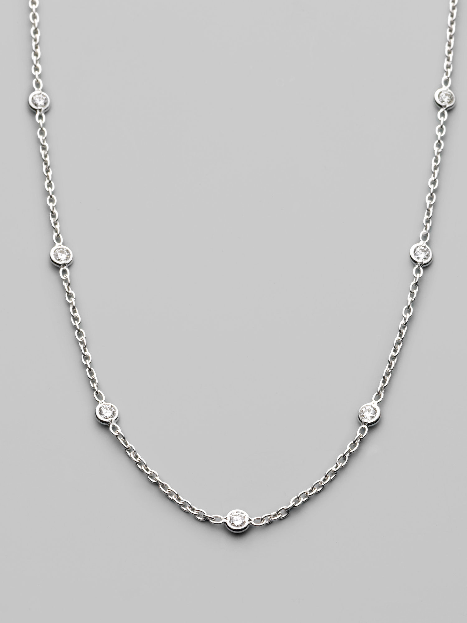 Diamond Station Necklace
 Roberto coin Diamond & 18k White Gold Station Necklace in