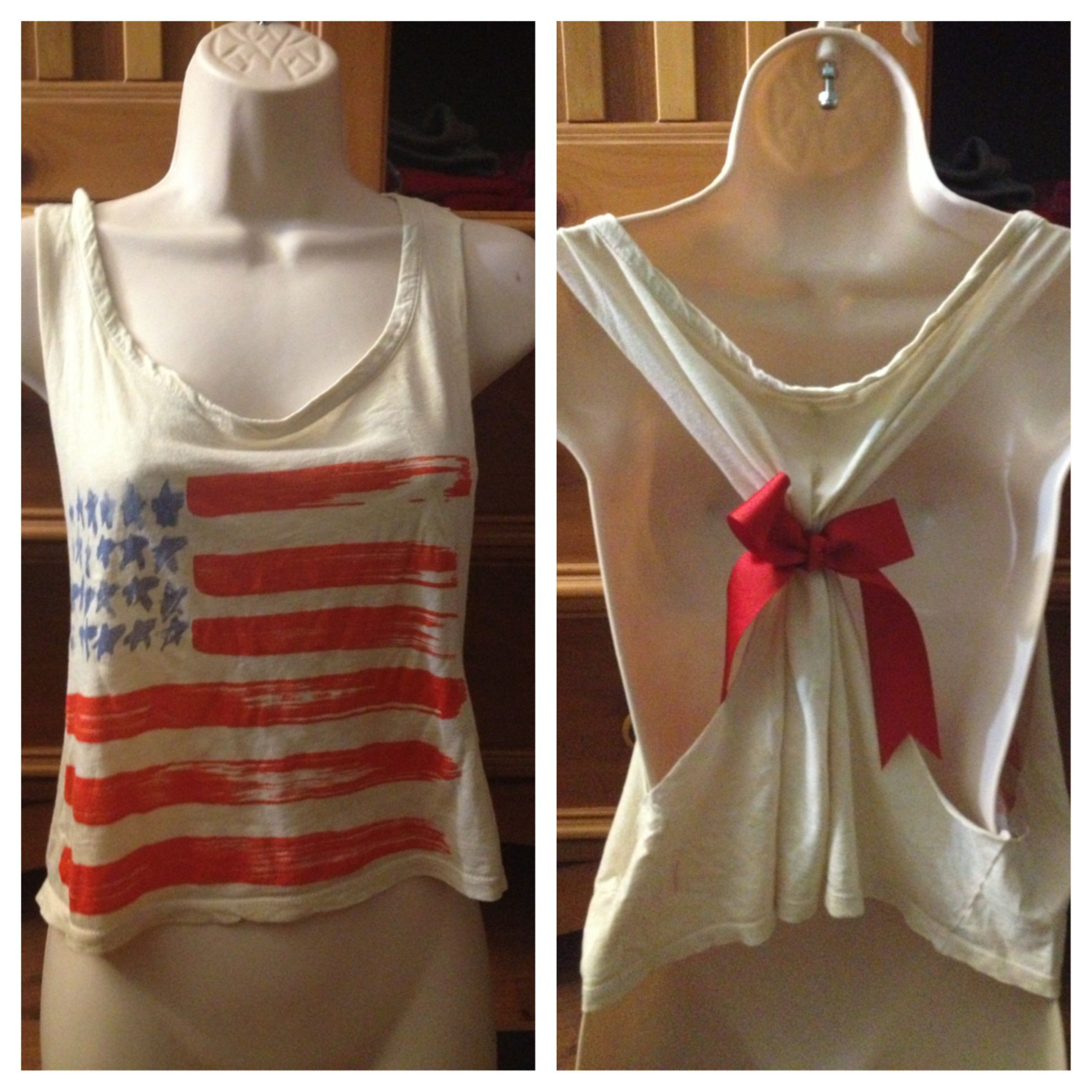 Diy Fourth Of July Outfit
 Homemade Fourth of July tank top DIY outfit I love it