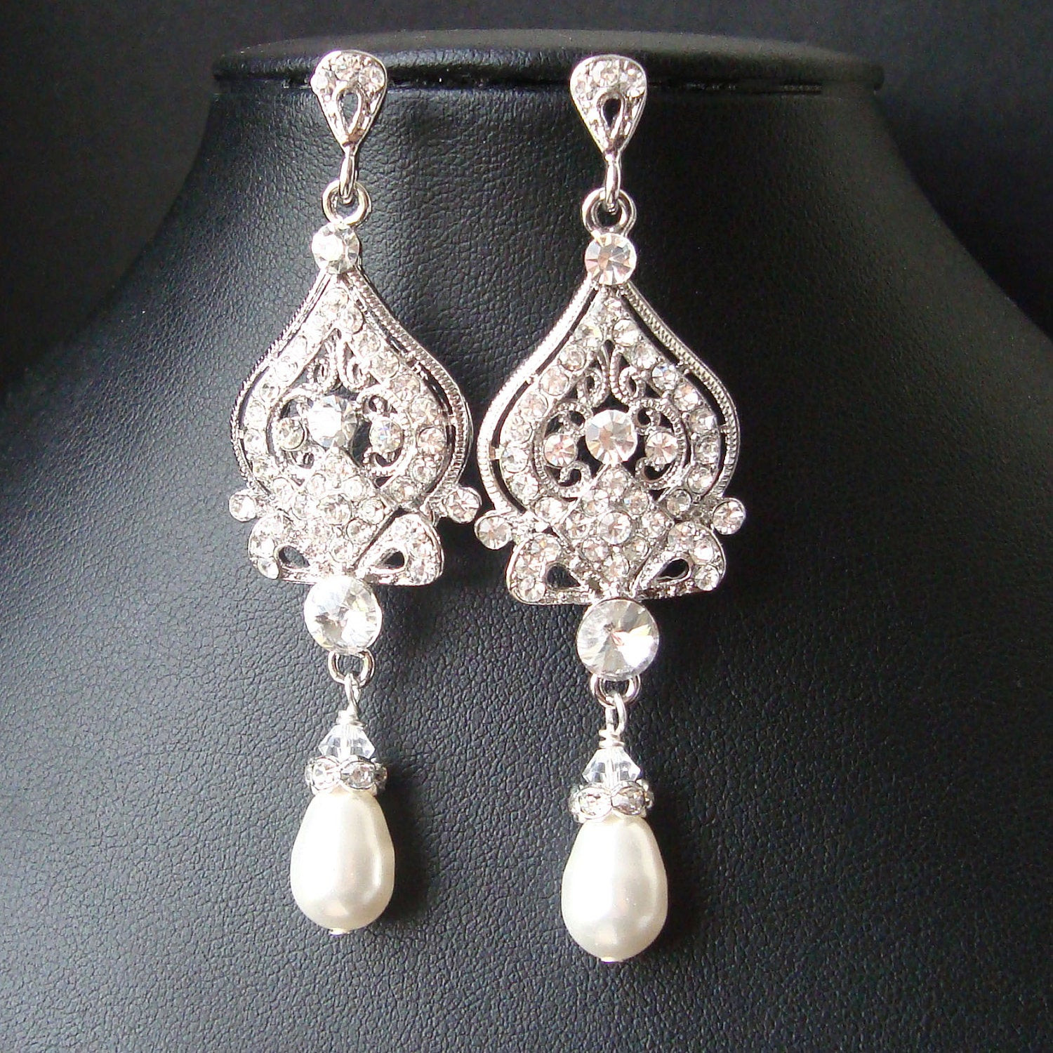 Earring Wedding
 Vintage Bridal Earrings Chandelier Wedding Earrings Art Deco