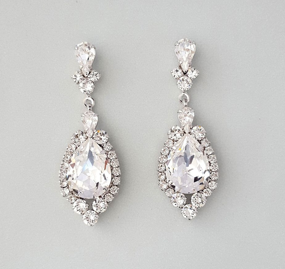 Earring Wedding
 Lovely Crystal Teardrop Swarovski Crystal Earrings