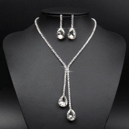 Earrings And Necklace Set
 Women s Nobby Silver Plated Crystal Rhinestone Necklace