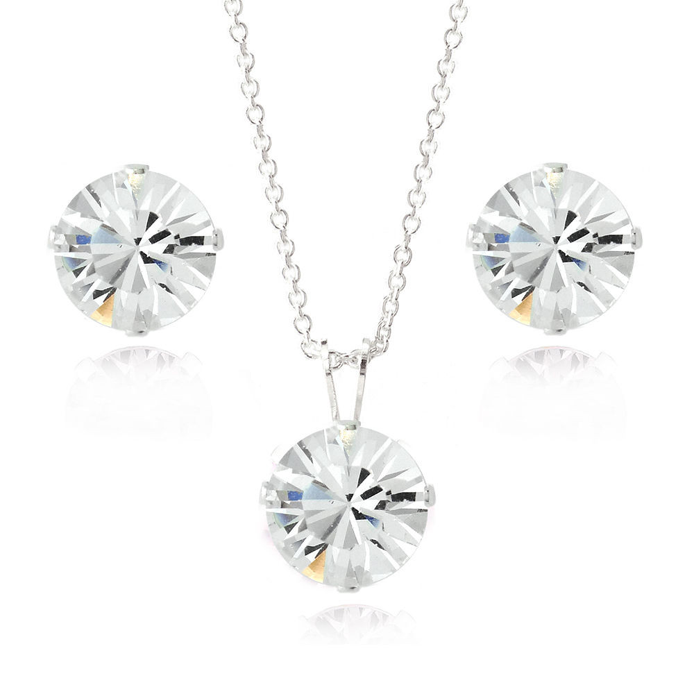 Earrings And Necklace Set
 Sterling Silver Swarovski Elements Necklace & Stud