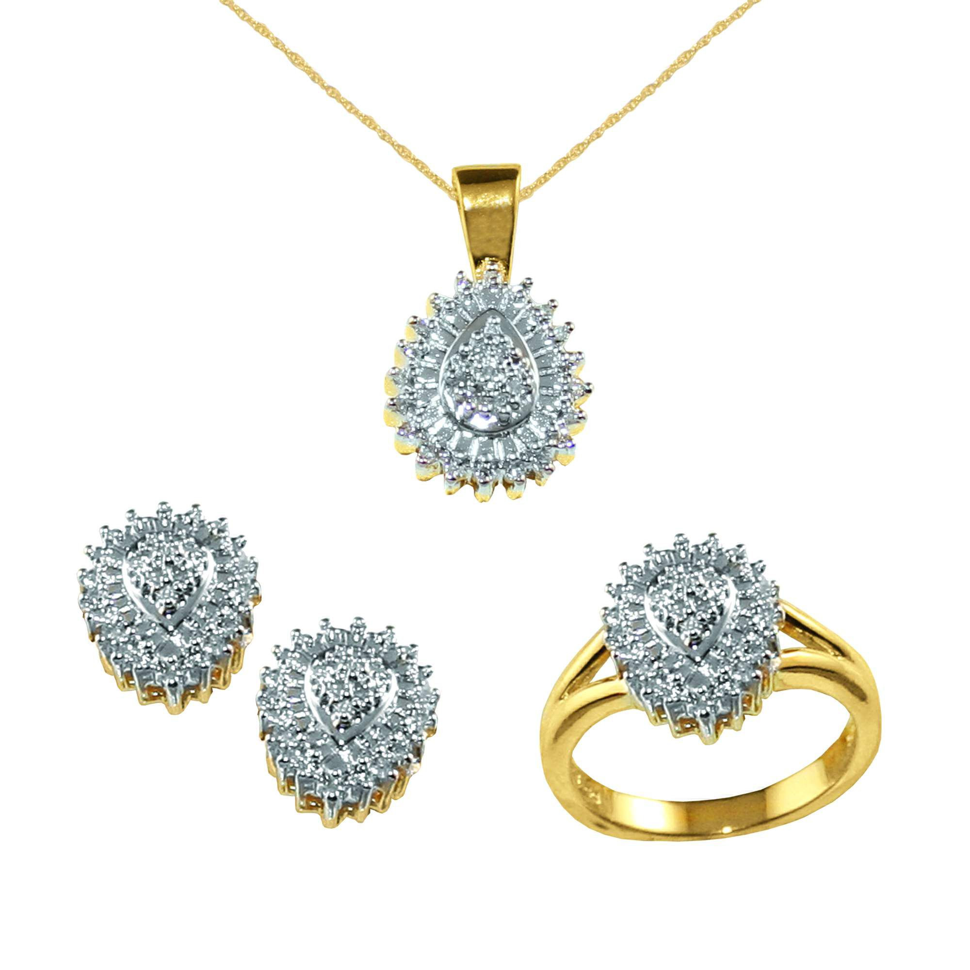 Earrings And Necklace Set
 INCREDIBLE BUY 18kt Gold over Sterling Silver Ring