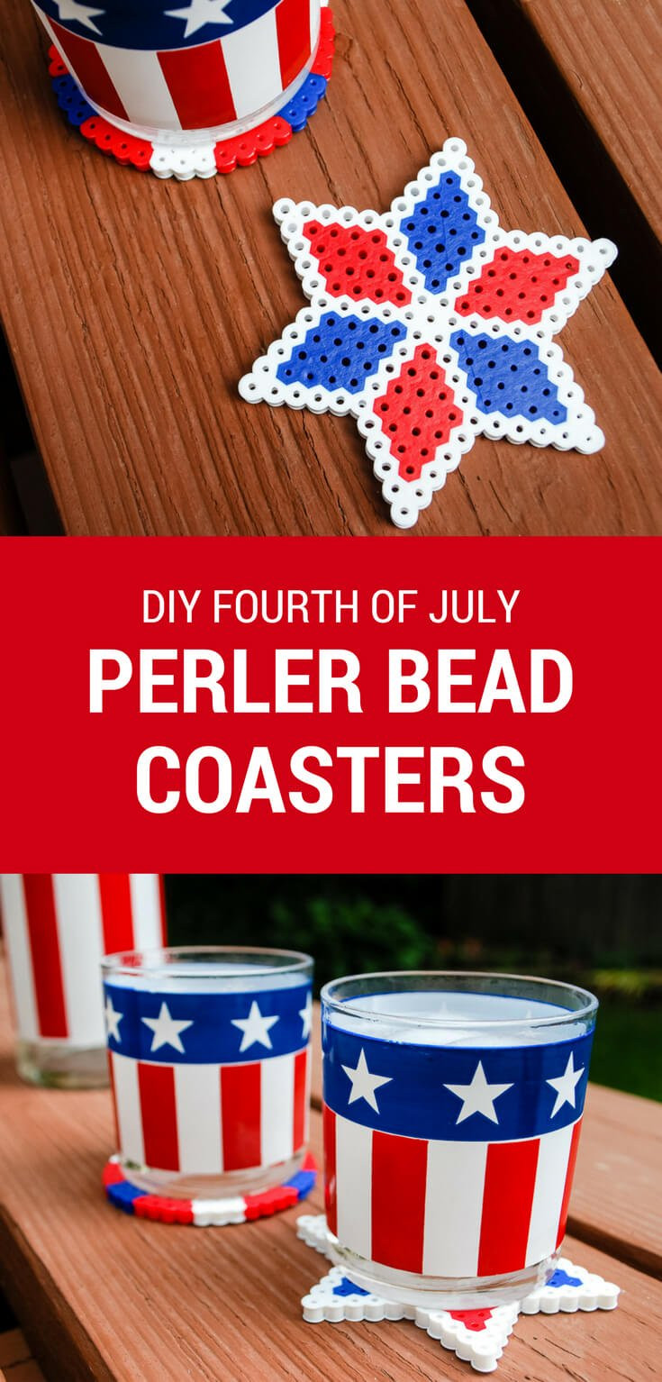 Easy Fourth Of July Crafts
 Fourth of July Kids Crafts Perler Bead DIY Coasters