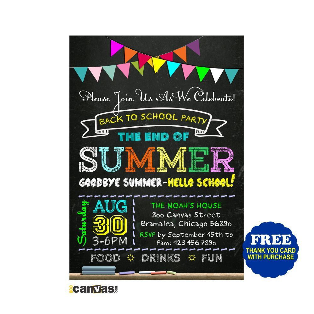 End Of Summer Party Invites
 Back to School Party Invitation End of Summer