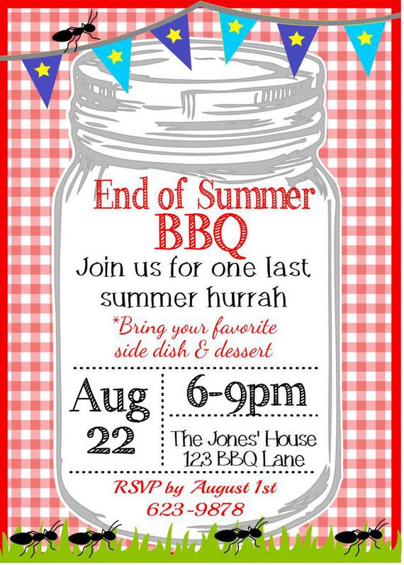 End Of Summer Party Invites
 Backyard End of Summer BBQ Party Invitation by