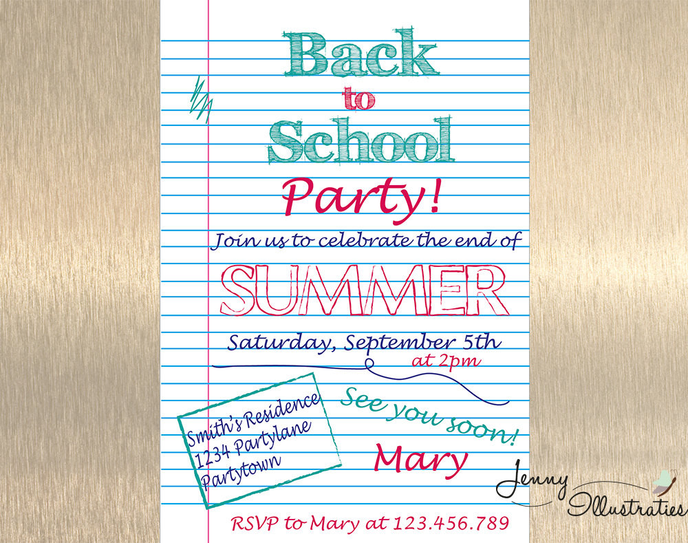 End Of Summer Party Invites
 End of summer party invitation Back to school party