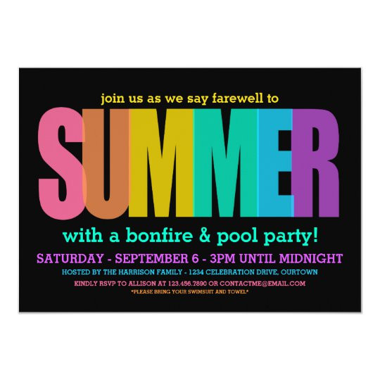 End Of Summer Party Invites
 End of Summer Party Invitations