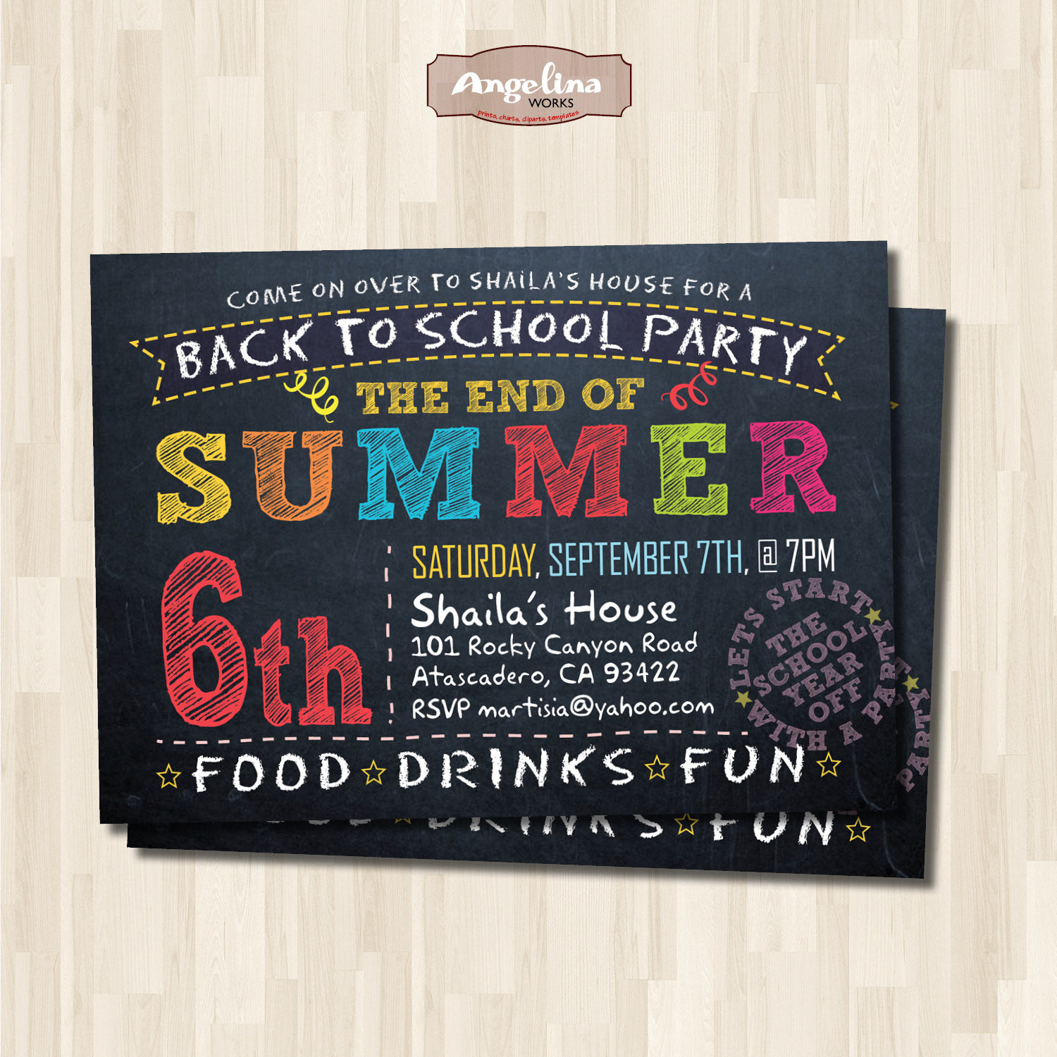 End Of Summer Party Invites
 Back to School Party Invitation End of Summer Party
