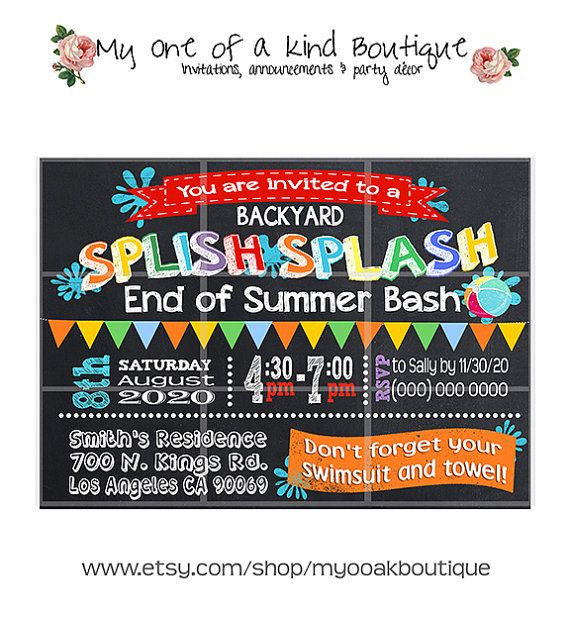 End Of Summer Party Invites
 End of summer party invitation pool party splash by