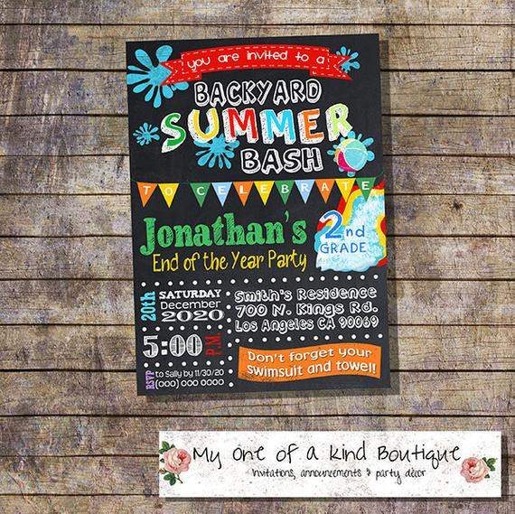End Of Summer Party Invites
 Graduation summer party Bash invitation end of the school year