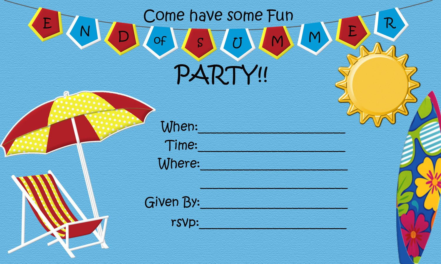 End Of Summer Party Invites
 End of Summer Party FREE Printable