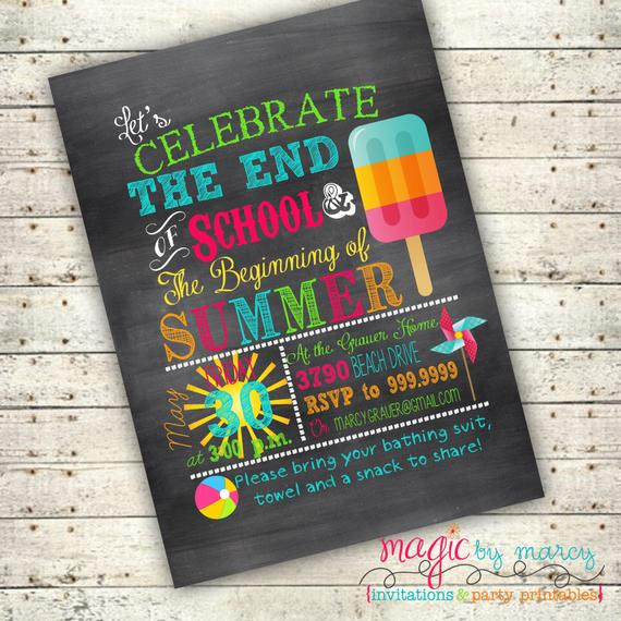 End Of Summer Party Invites
 Items similar to Digital End of School Summer Backyard
