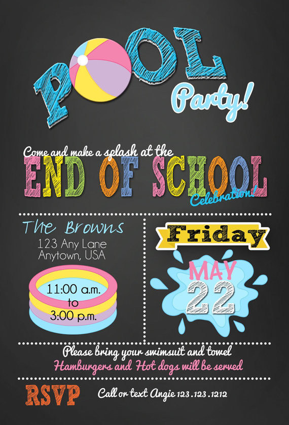 End Of Summer Party Invites
 Pool party invitations summer party invitations End of the