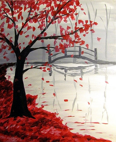 Fall Paint Night Ideas
 Paint Nite Bridge In The Fall