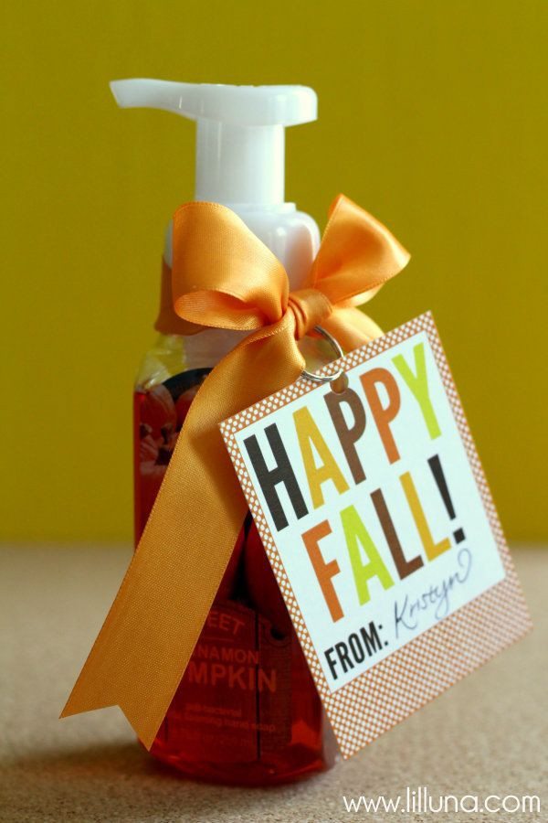Fall Teacher Gifts
 Fall Soap Gift Idea with Free Tags from lilluna