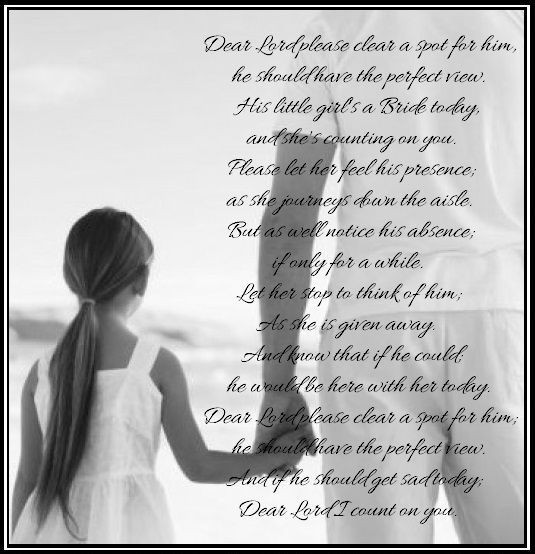 Fathers Day In Heaven Quotes From Daughter
 remembering father poems on her wedding day Google